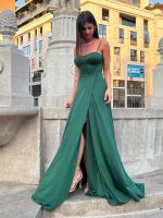 Abito cerimonia raso corsetto intrecciato dietro
