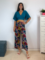 Pantalone palazzo foglie viscosa