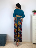Pantalone palazzo foglie viscosa