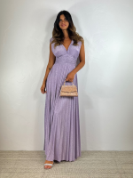 Abito lungo maglia lurex scollo v