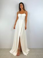 Abito cerimonia raso corsetto intrecciato dietro
