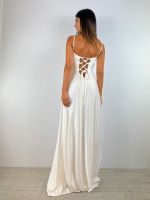 Abito cerimonia raso corsetto intrecciato dietro