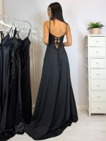 Abito cerimonia raso corsetto intrecciato dietro