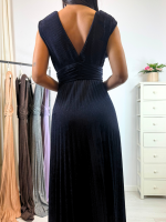 Abito lungo maglia lurex scollo v