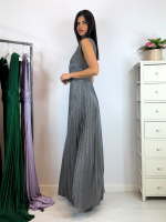 Abito lungo maglia lurex scollo v