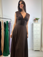 Abito lungo maglia lurex scollo v