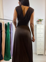Abito lungo maglia lurex scollo v