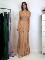 Abito lungo maglia lurex scollo v
