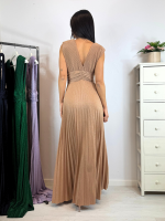 Abito lungo maglia lurex scollo v