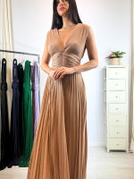 Abito lungo maglia lurex scollo v