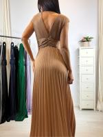 Abito lungo maglia lurex scollo v