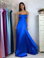 Abito cerimonia raso corsetto intrecciato dietro