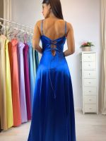 Abito cerimonia raso corsetto intrecciato dietro