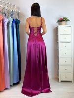 Abito cerimonia raso corsetto intrecciato dietro