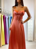 Abito cerimonia raso corsetto intrecciato dietro