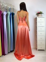 Abito cerimonia raso corsetto intrecciato dietro
