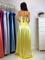 Abito cerimonia raso corsetto intrecciato dietro