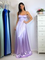Abito cerimonia raso corsetto intrecciato dietro