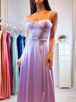 Abito cerimonia raso corsetto intrecciato dietro
