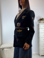 Giacca velluto patch e cintura