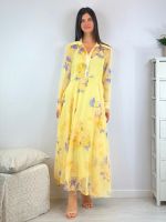 Vestito lungo floreale in voile con colletto