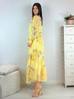 Vestito lungo floreale in voile con colletto