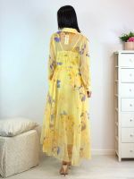 Vestito lungo floreale in voile con colletto