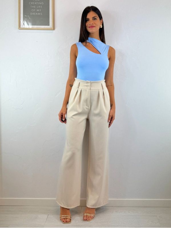Pantalone palazzo vita elastico pence