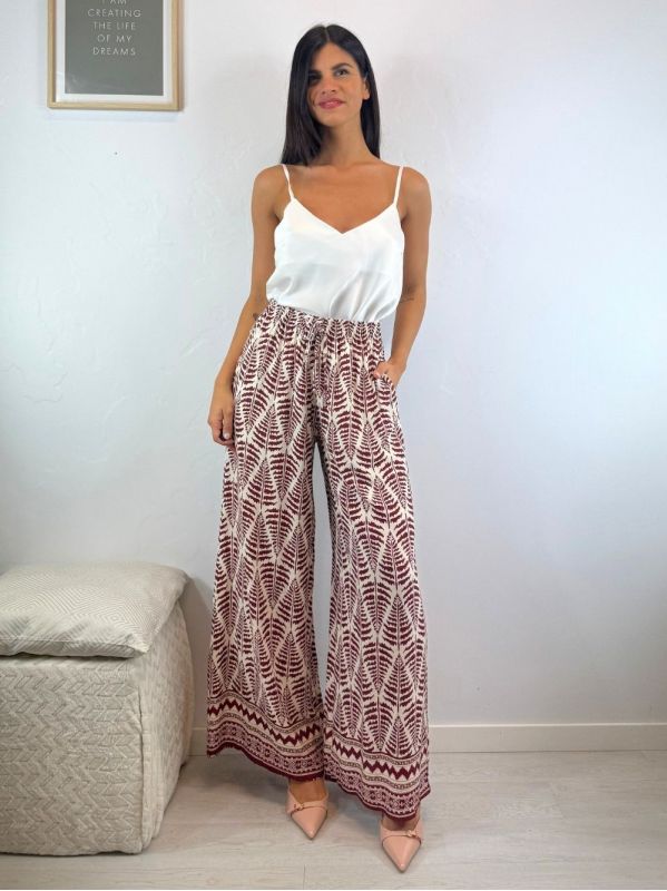 Pantalone palazzo fantasia leggero vita elastico